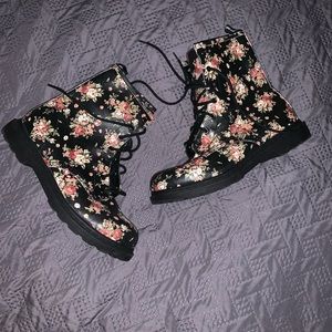Floral Lace Up Boots